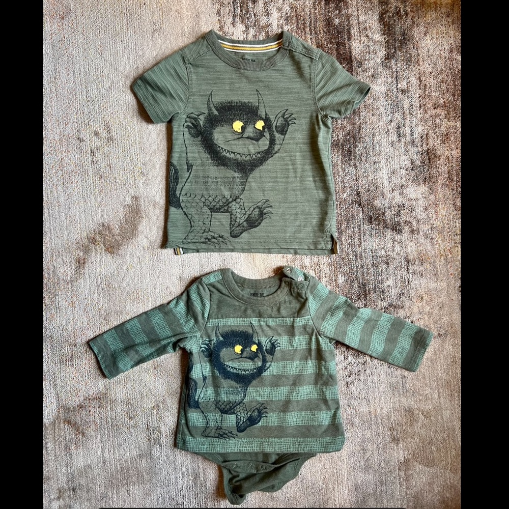 Where the Wild Things Are - matching 2T shirt + 6-9month onesie